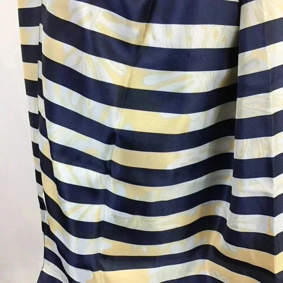 Mango Scarf Reversible Satin Large Rectangular Navy Stripe Orange Floral Dupatta - Picture 7 of 10